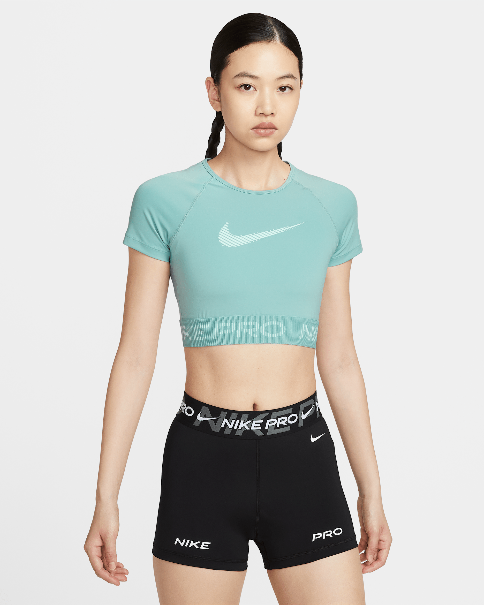Nike Pro Women's Dri-FIT Short-Sleeve Cropped Graphic Top. Nike ID
